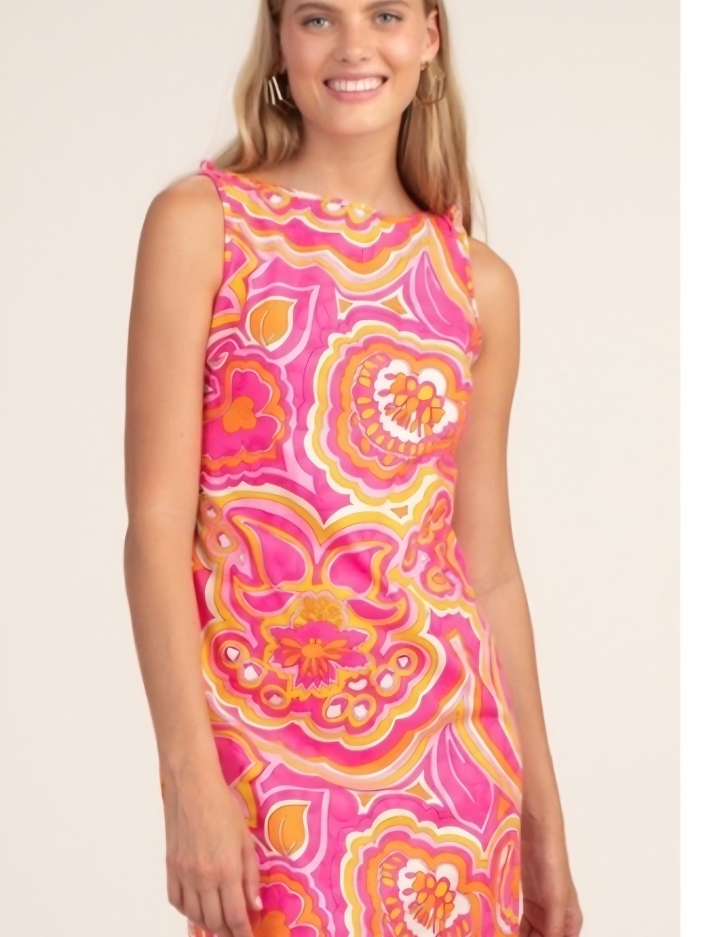 Trina Turk Pink & Orange Floral Shift Mini Dress Size 6
